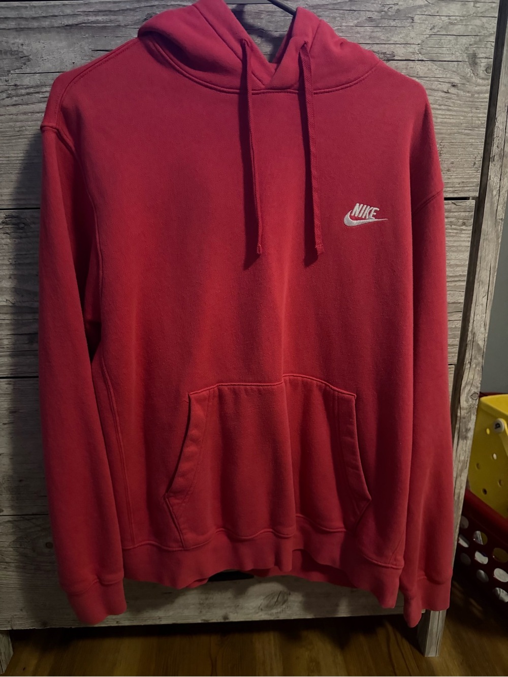 Nike Men’s Red Pullover Hoodie with White Logo
